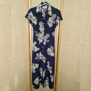 Vintage Floral Maxi Button-down dress